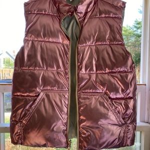 Crewcuts pink/silver reversible puffer vest